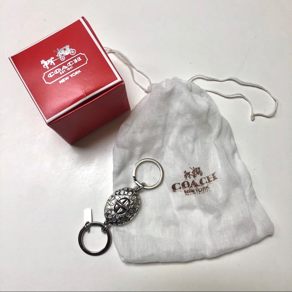 ❌ SOLD via Curtsy- Coach Signature Turn Lock Key Ring